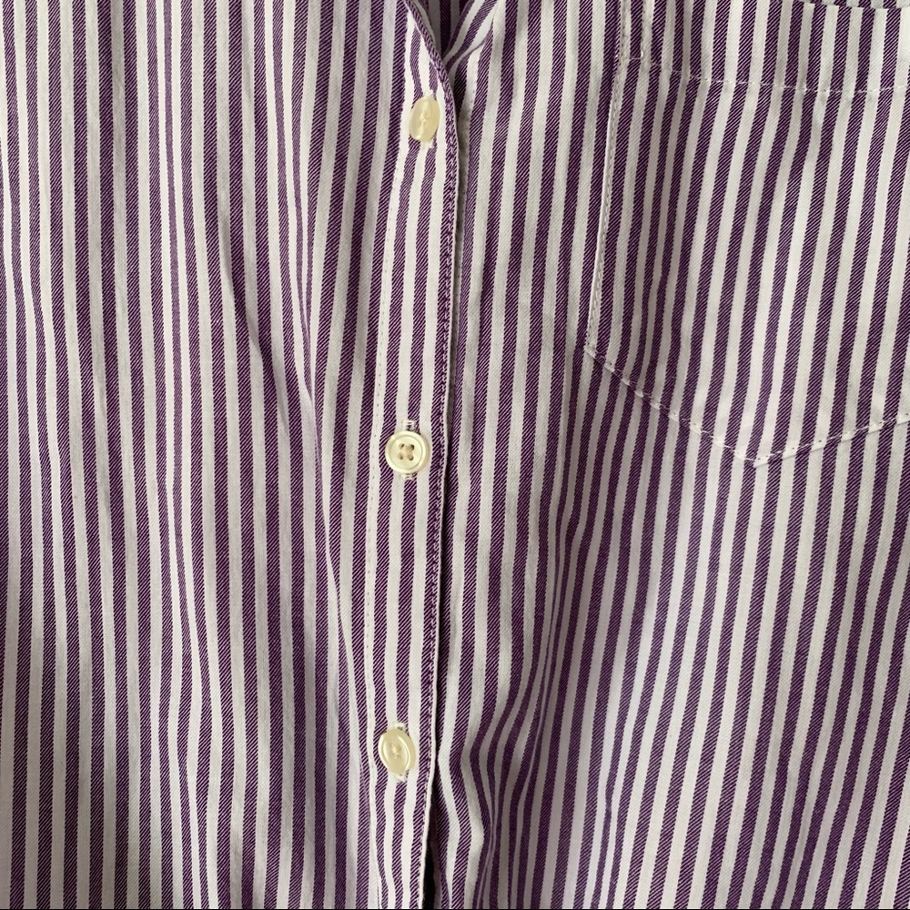 NWT Old Navy Purple and White Stripe Cap Sleeve Burton up shirt - Picture 5 of 9